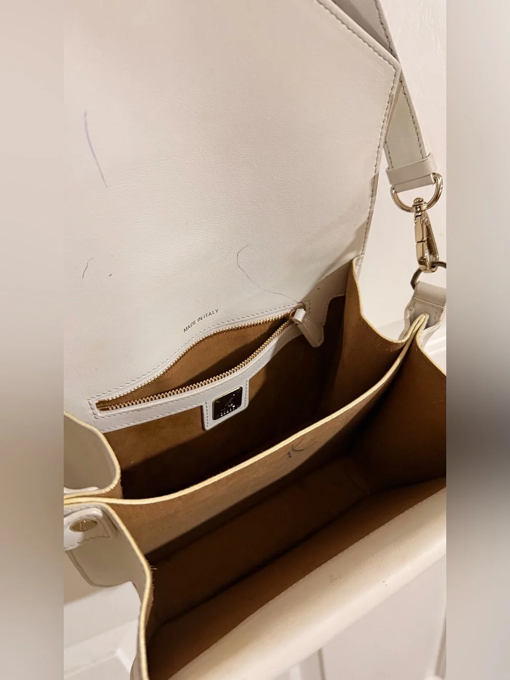 MCM Colorblock Visetos Crossbody in Cognac, Black & Cream